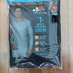 Fruit of the Loom Men's Thermal Crew - Black NWT